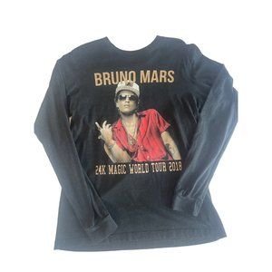 Bruno Mars 24k Magic World Tour 2018 Long Sleeve Concert Tee Black Sz. M